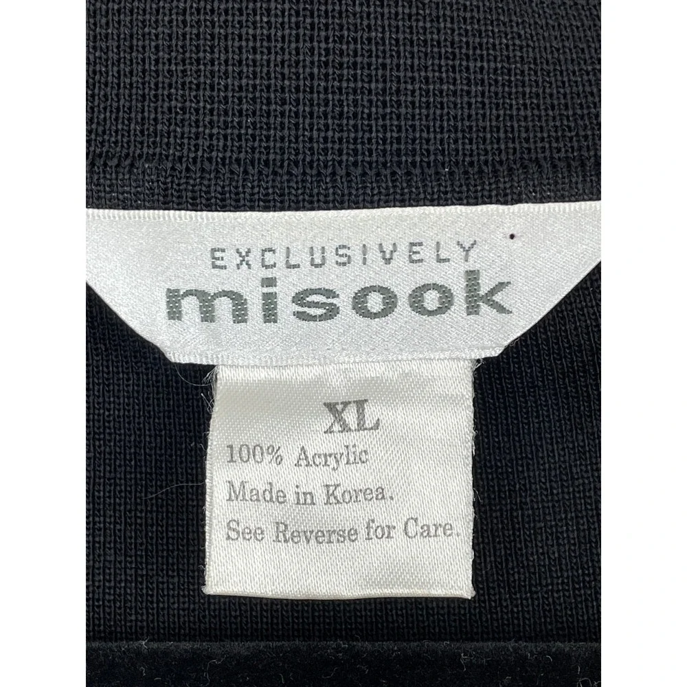 Exclusively Misook Cardigan Sweater Womens XL Color Block Open Front Long Sleeve